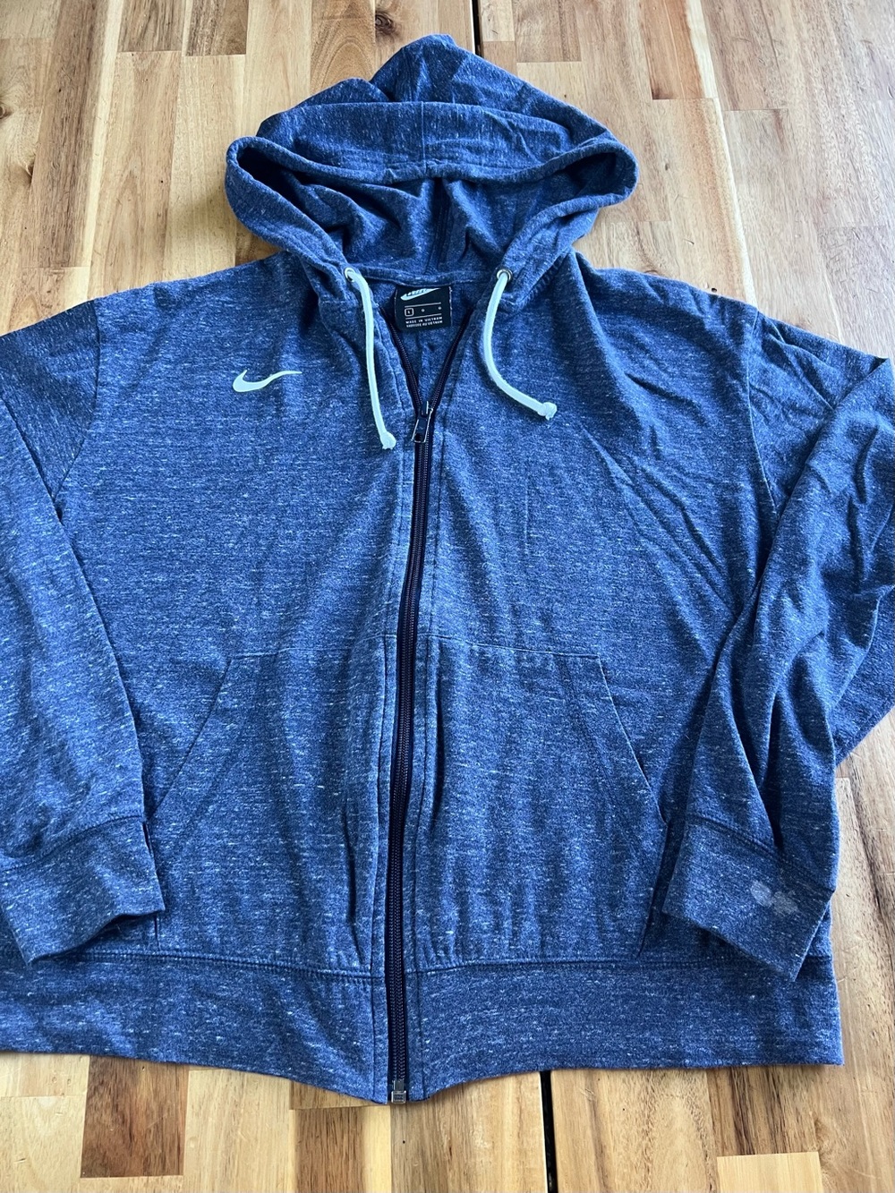 Nike Women’s Full Zip Hoodie Blue Speckled Dri Fit Sweatshirt Size L
